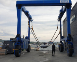 The smallest boat this crane has ever lifted!