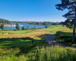 Harbour by the golf course – inaccessible to us because of a cable