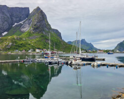 Anori in the picturesque harbour of Reine